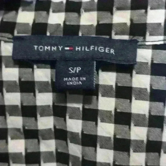 Tommy Hilfiger black and white checked shirt button down size S - Picture 3 of 8